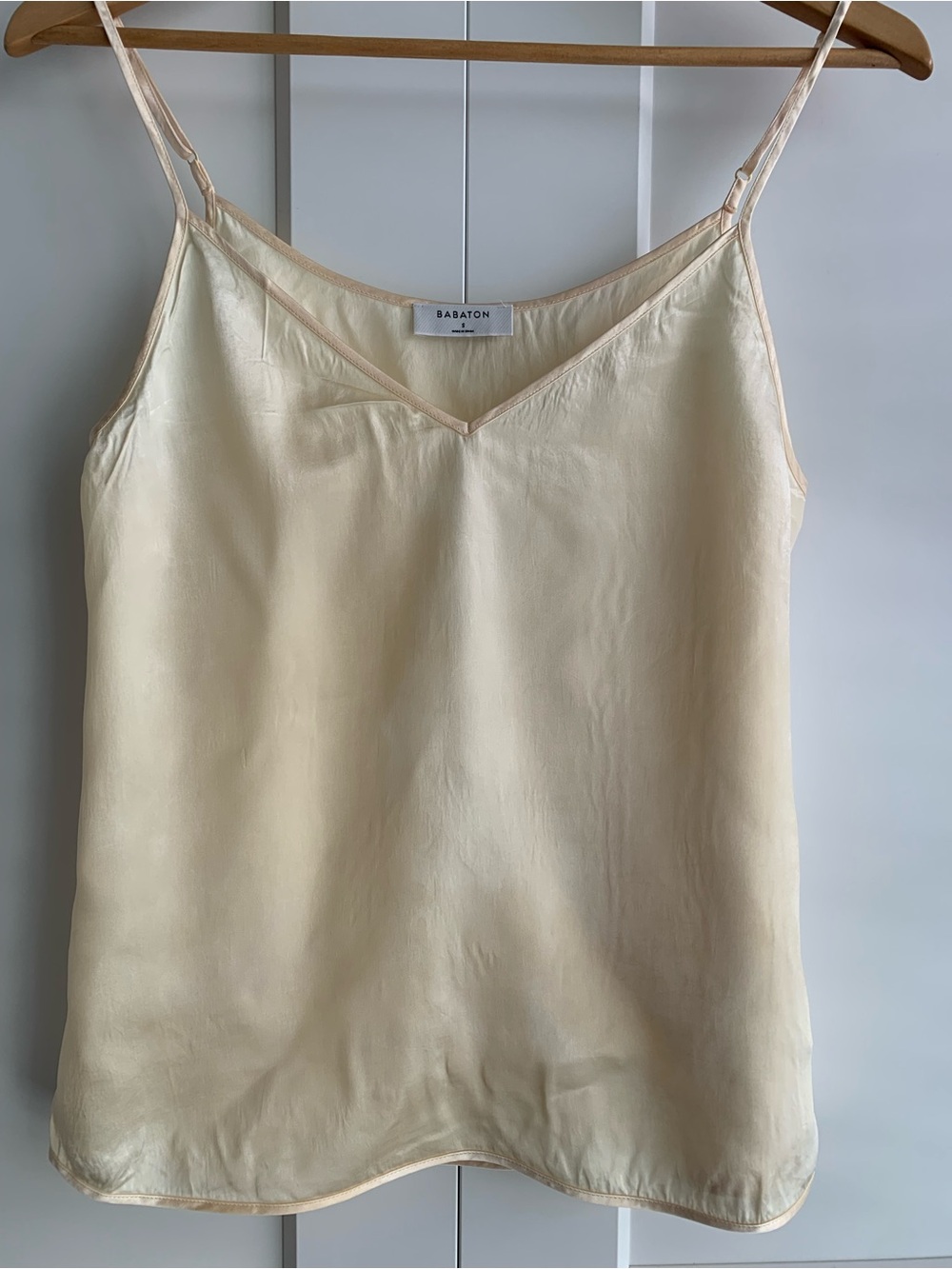 Babaton Pale Cream Satin V-Neck Cami